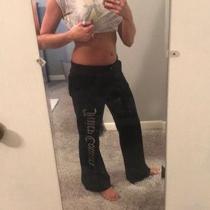 Black Velour Logo Pants